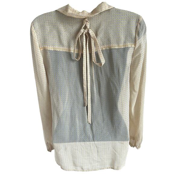 Juicy Couture 100% Silk Sheer Blouse S Bow Tie Neck Cream Gold Y2K Romantic‎ Top - Picture 4 of 6